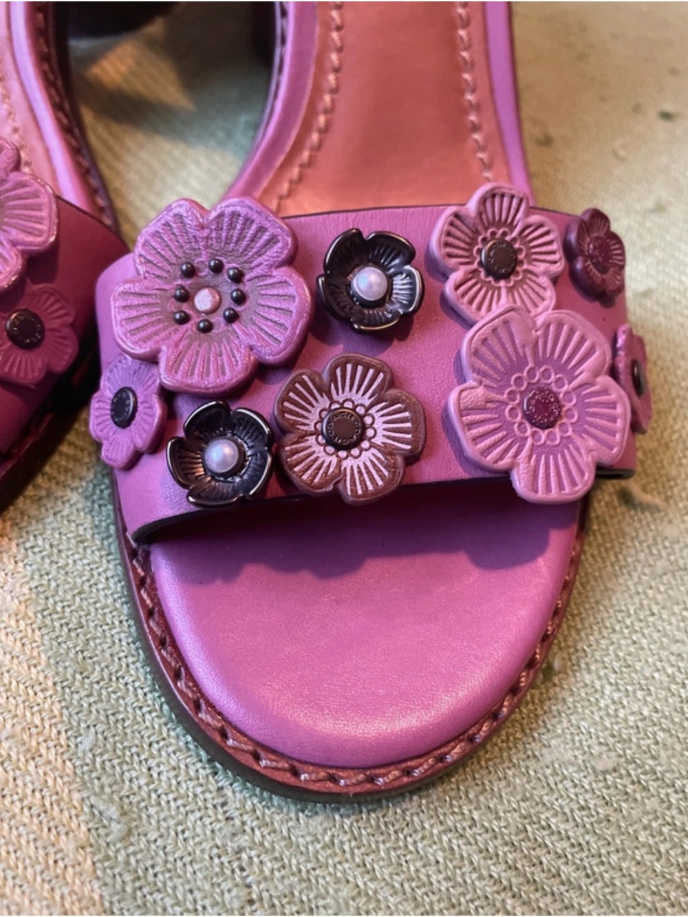 Coach Purple Floral Ankle-Strap Sandals - Picture 2 of 12